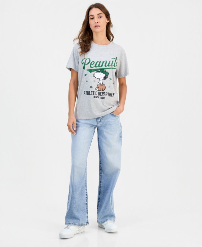 Juniors' Snoopy Baseball Short-Sleeve T-Shirt