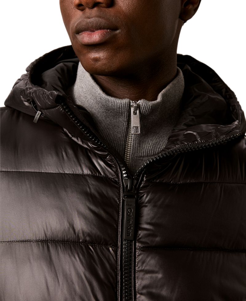 Men's Mixed Media Hooded Puffer Jacket