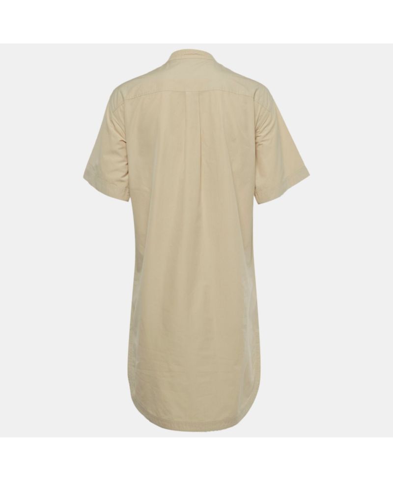Women's Beige Cotton Monogram Embroidered Cotton Abbie Mini Dress