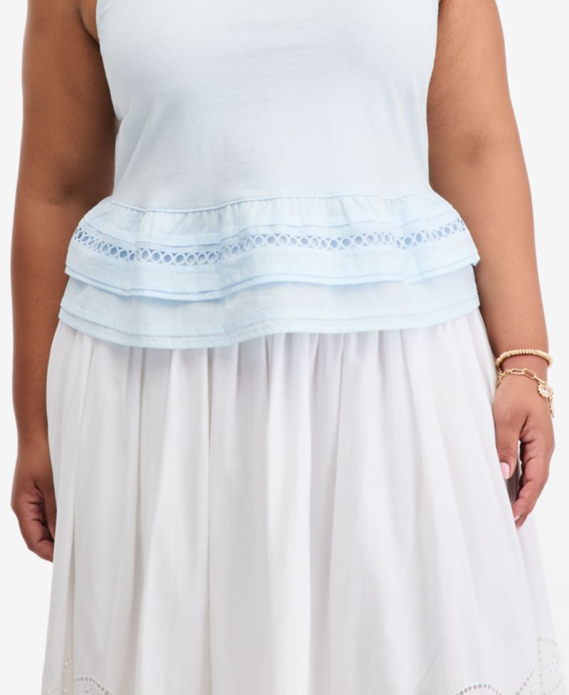 Trendy Plus Size Ruffle-Hem Square-Neck Tank