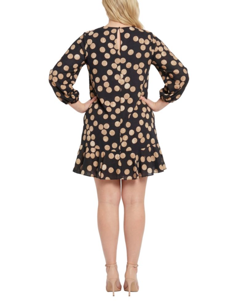 Plus Size Textured Bishop-Sleeve Shift Dress