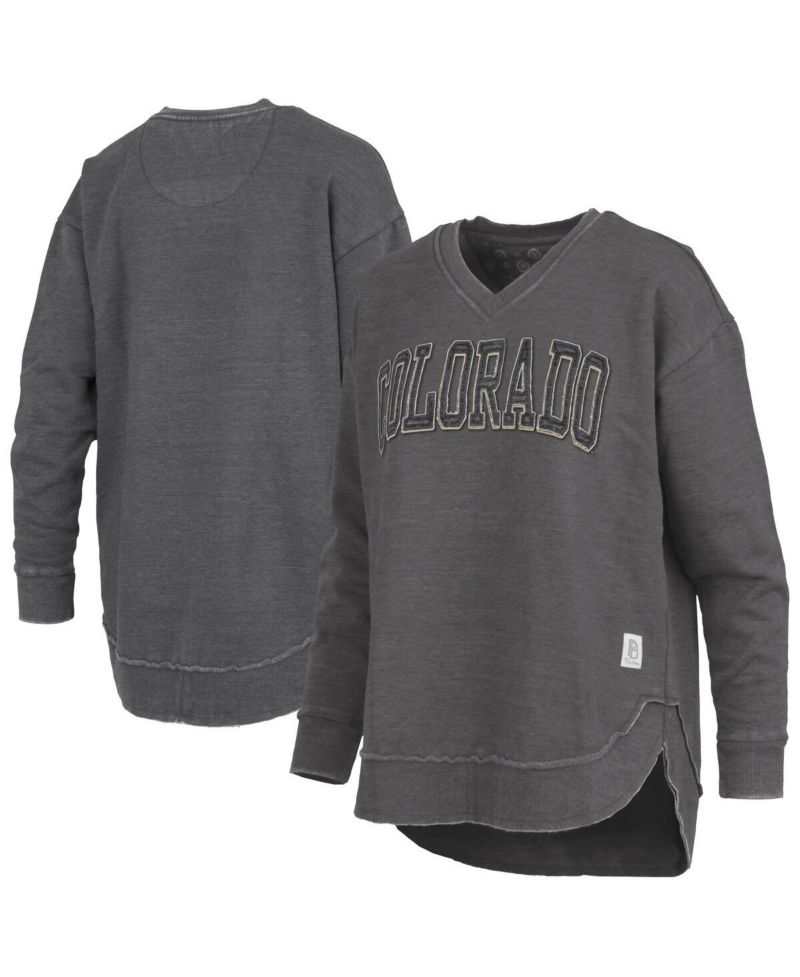 Women's Black Colorado Buffaloes Westin Poncho V-Neck Pullover Sweatshirt