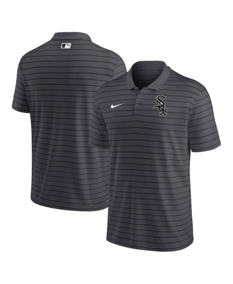 Men's Charcoal Chicago White Sox Authentic Collection Victory Striped Performance Polo Shirt