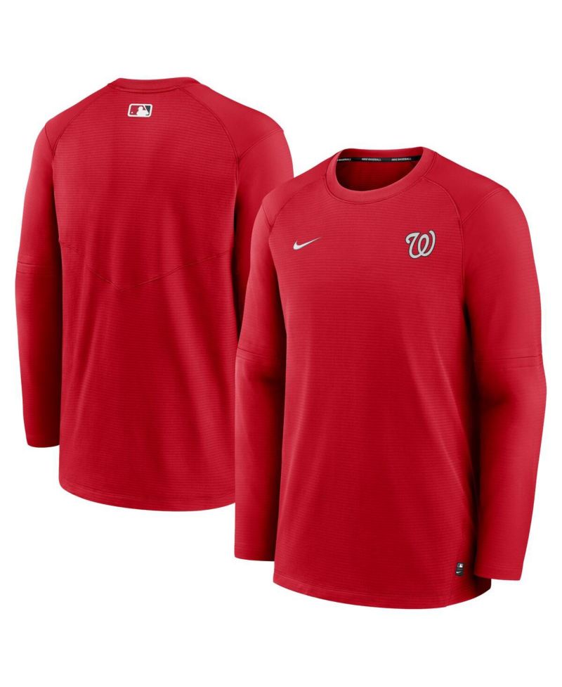 Men's Red Washington Nationals Authentic Collection Logo Performance Long Sleeve T-shirt