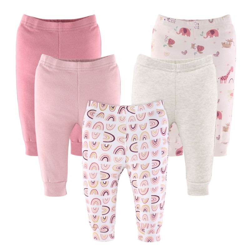 Baby Girls Pants, 5-Pack, Rainbow Safari