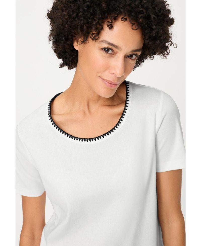 Women's Embroidered Neck T-Shirt