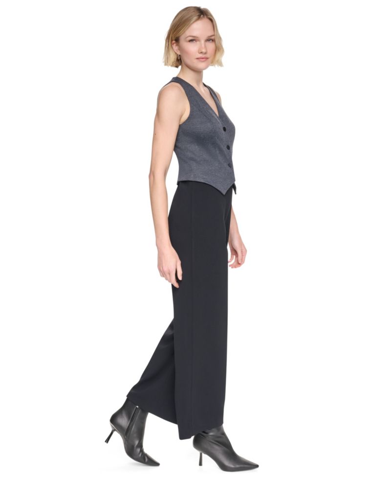 Women's Sleeveless Vest V-Neck Wide-Leg Jumpsuit