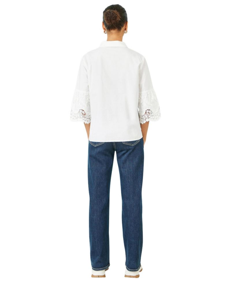 Women's Cotton Lace Border Shirt
