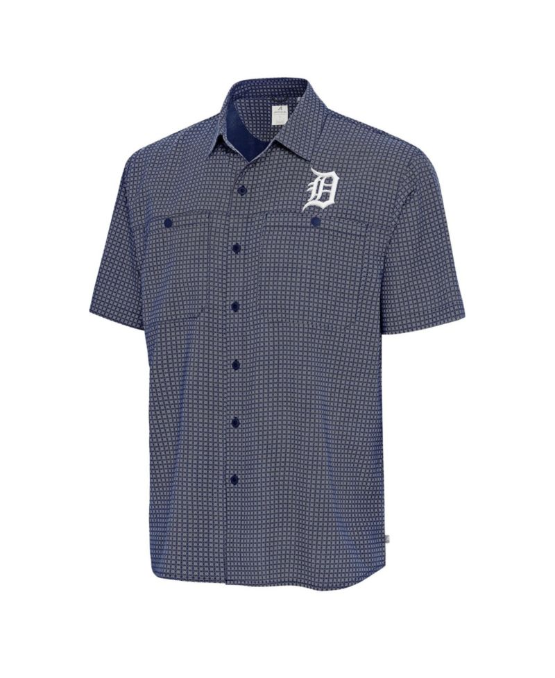 Men's Navy Detroit Tigers Mosaic Button-Up Shirt