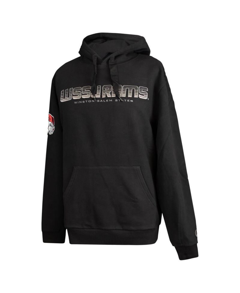 Men's Black Winston-Salem State Rams Puff Print Sliced Pullover Hoodie