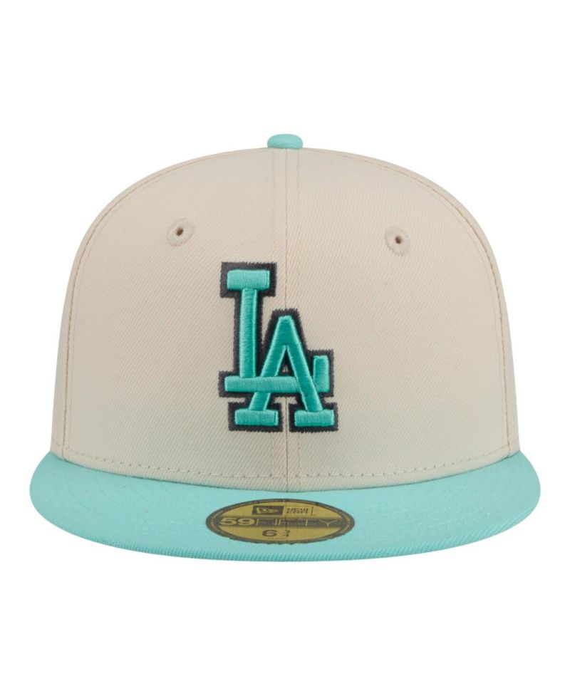 Men's Light Beige/Turquoise Los Angeles Dodgers Two-Tone Color Pack 59FIFTY Fitted Hat