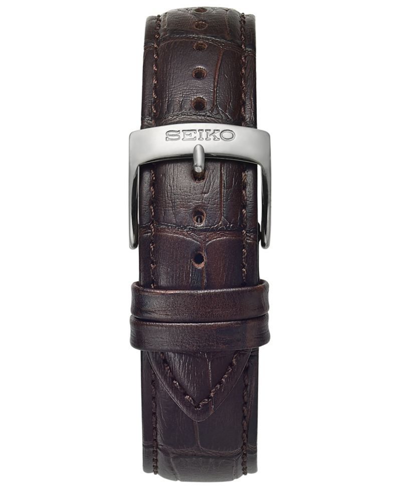Men's Essential Brown Leather Strap Watch 39.4mm