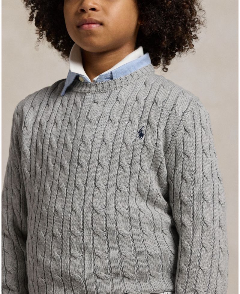Boys' 8-20 Cable-Knit Cotton Sweater