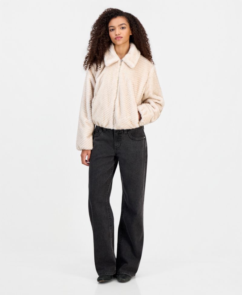 Women's Faux-Fur Chevron Jacket