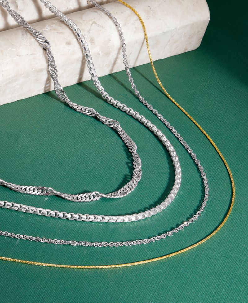 Wheat Link Chain Necklace Collection in 14k Gold