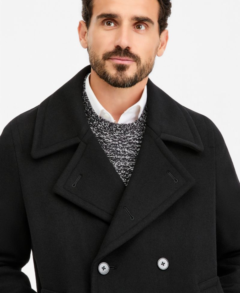 Men's Classic-Fit Solid Wool-Blend Overcoat