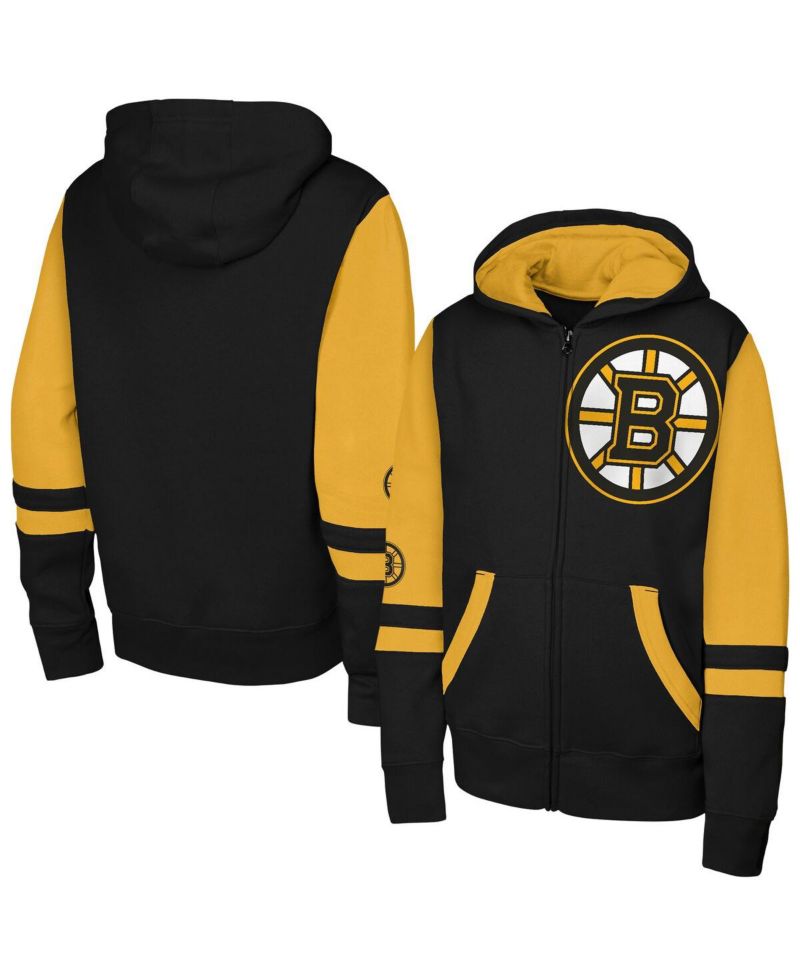 Big Boys and Girls Black Boston Bruins Face Off Full-Zip Hoodie
