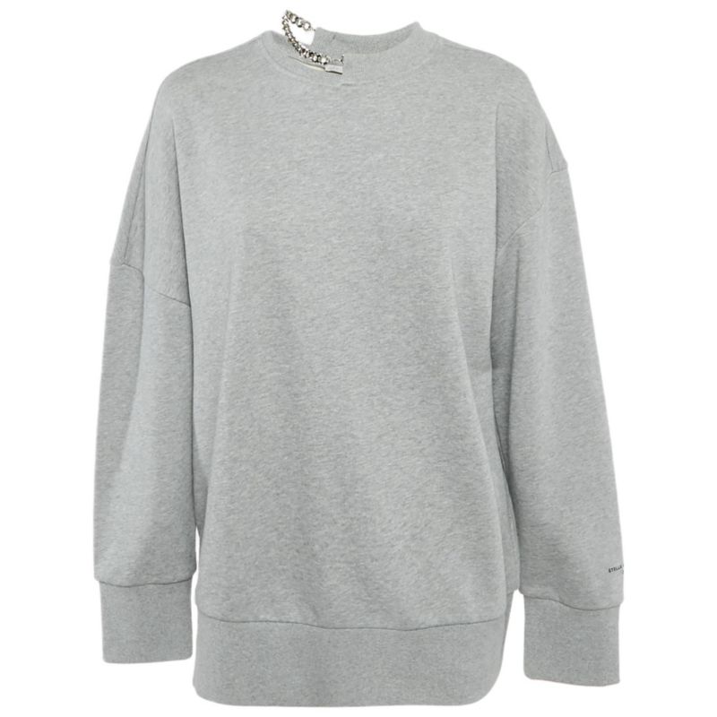 Women's Black Studded Logo Cotton Knit Oversized Sweatshirt