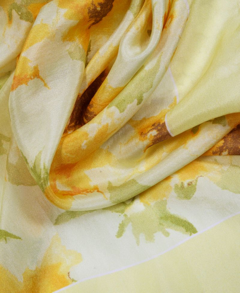 Yellow Floral Square Scarf