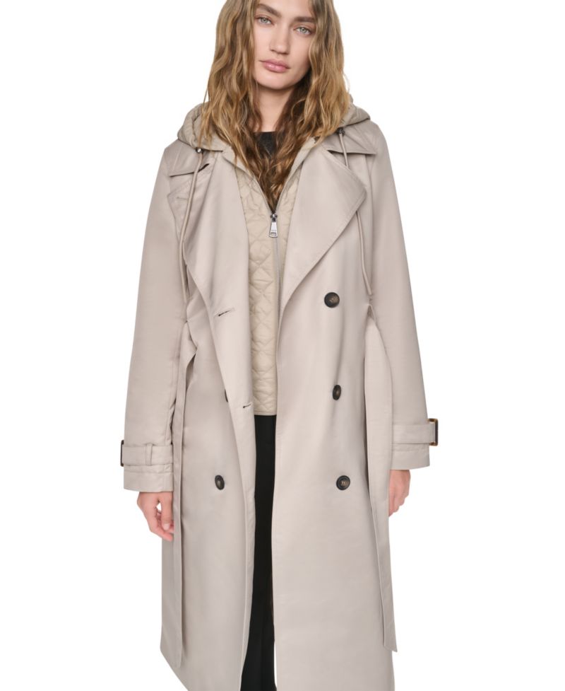 Women's Quilted Hooded Trench Coat