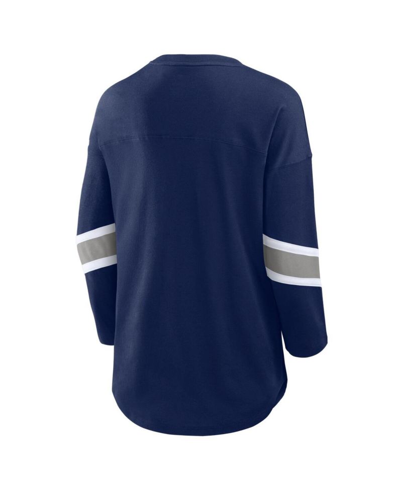 Women's Navy Dallas Cowboys Plus Size Redzone 3/4-Sleeve Scoop Neck T-Shirt