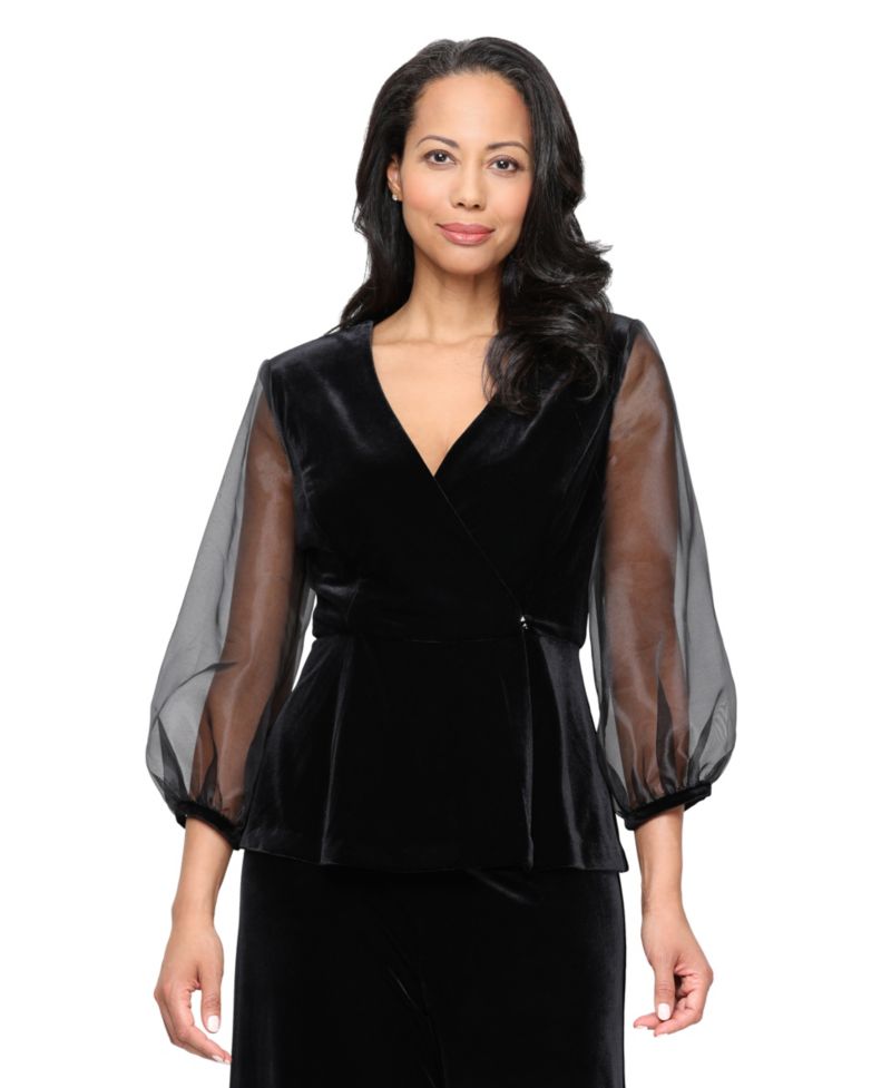 Women's Stretch Velvet 3/4-Sleeve Twinset