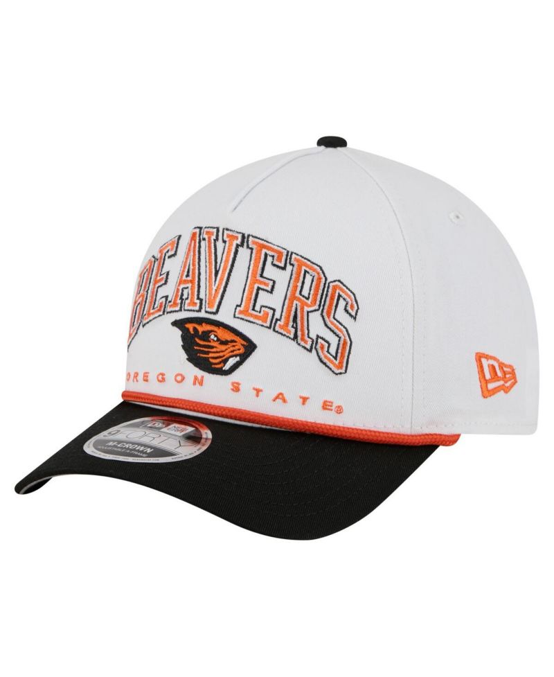 Men's White/Black Oregon State Beavers Arch Two-Tone Rope 9FORTY A-Frame M-Crown Adjustable Hat
