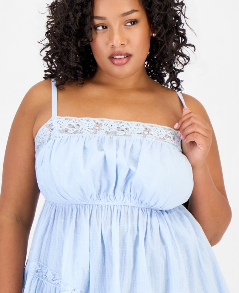 Petite Asymmetrical Lace Trim Pull-On Top