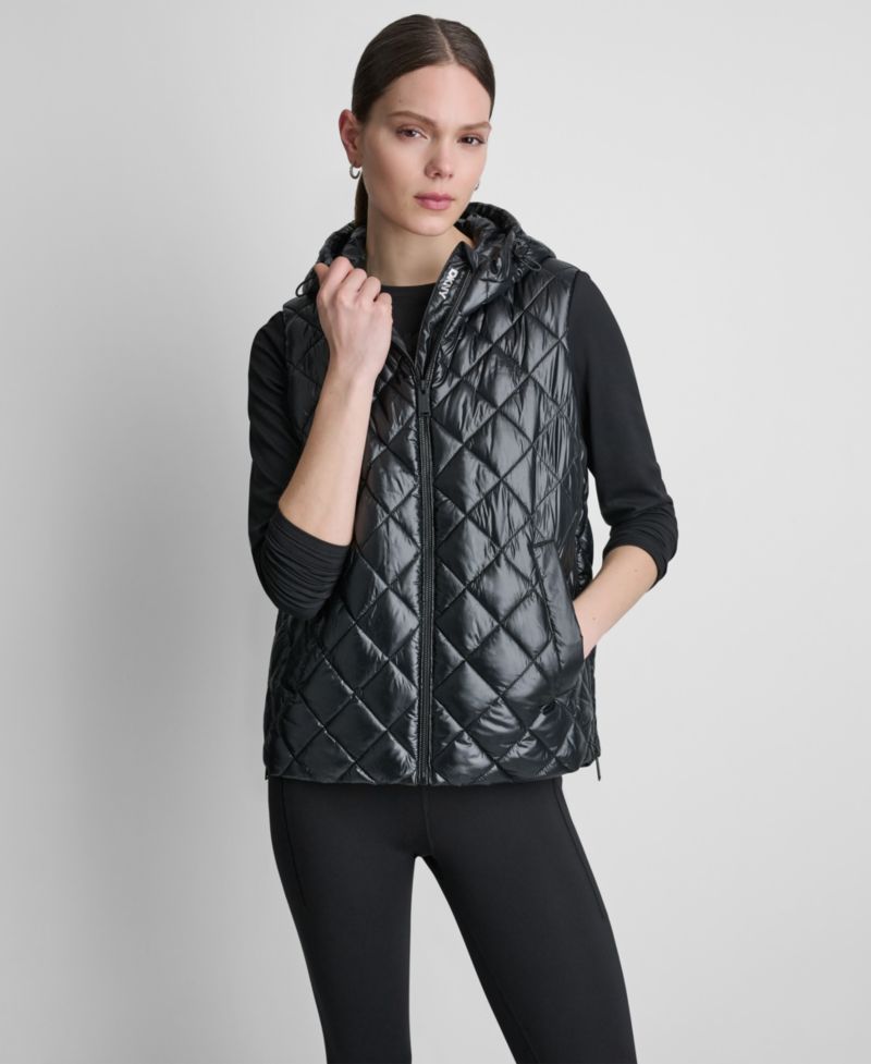 Women's Hooded Diamond Quilt Vest