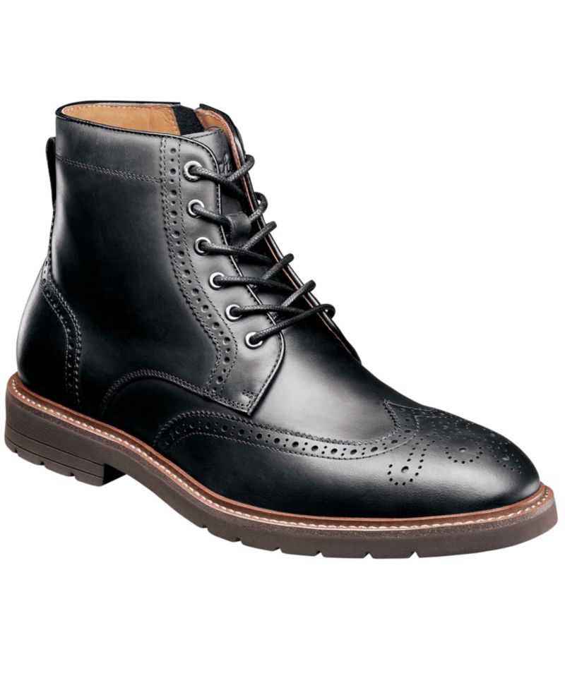 Men's Redford Wingtip Leather Side-Zip Boots