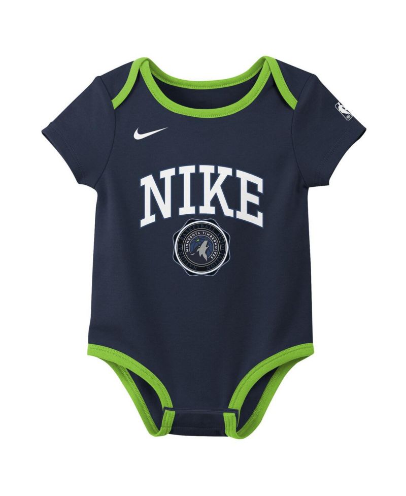 Baby Boys and Girls Navy/Black Minnesota Timberwolves Just Do It 2-Pack Bodysuit Set