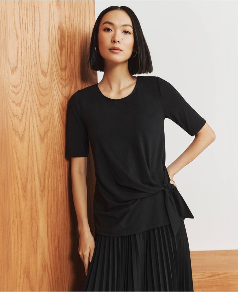 Plus Size Lightweight Jersey Tie Front Top