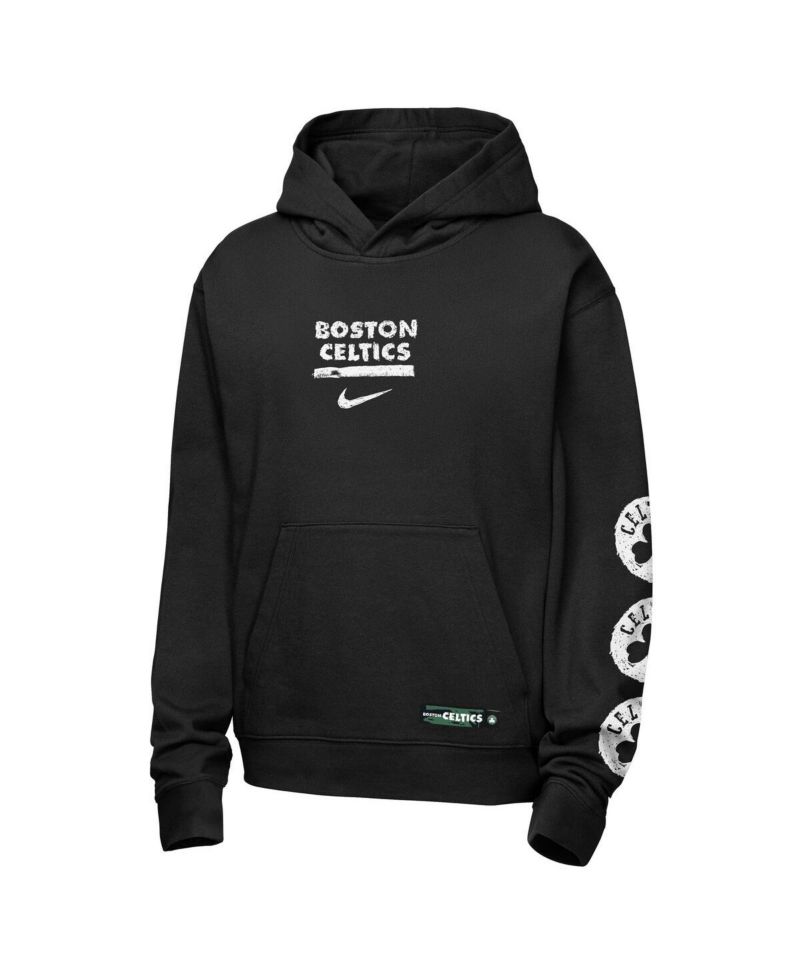 Big Boys and Girls Black Boston Celtics Courtside Club Premiere Hoodie