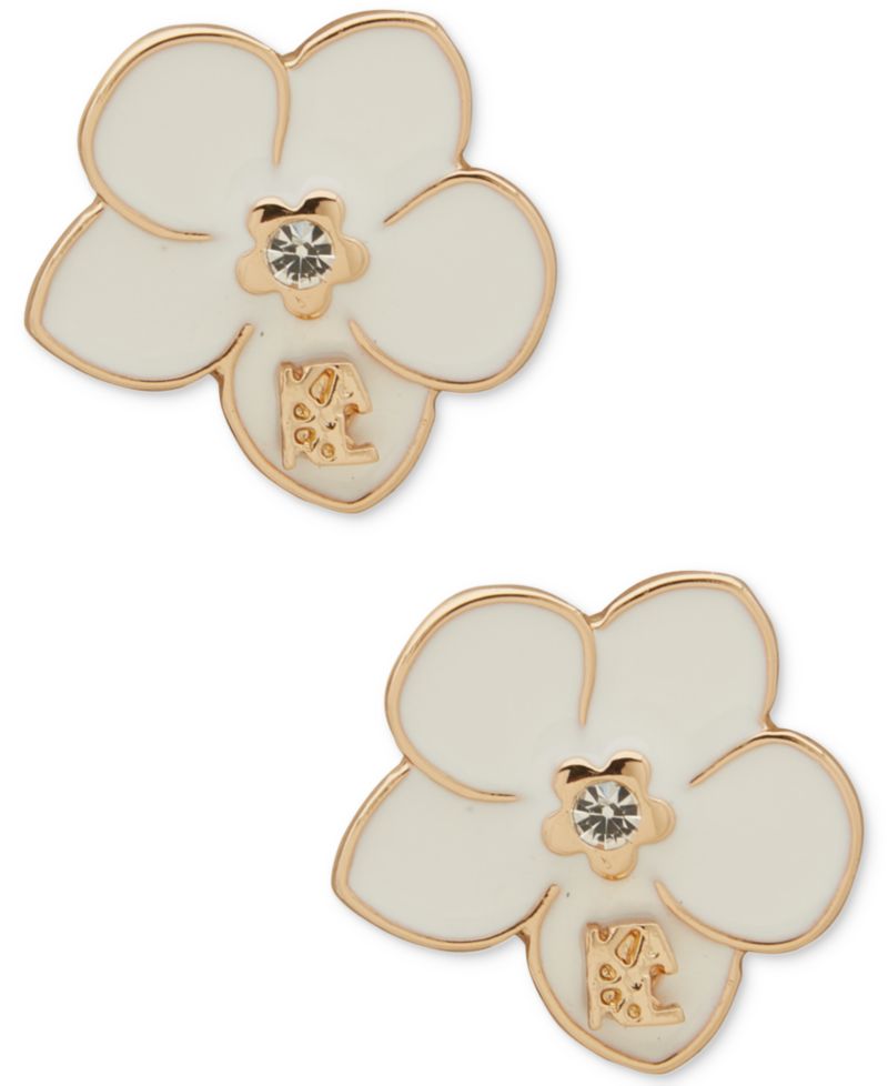 Glass Stone Orchid Stud Earrings