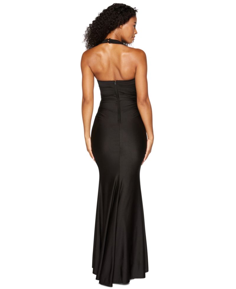 Juniors' Ruched Sweetheart Neck Gown