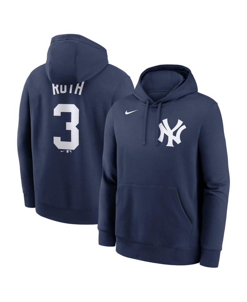 Men's Babe Ruth Navy New York Yankees Retired Player Name & Number Club Pullover Hoodie