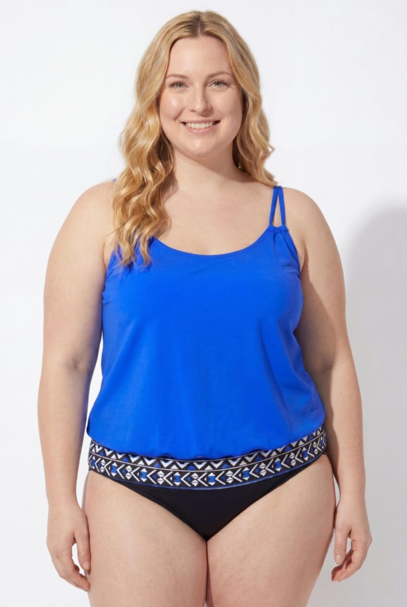 Women's Loop Strap Blouson Tankini Top