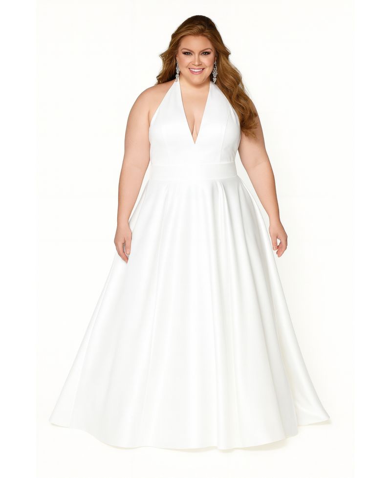 Women's Halter Satin Wedding Dress