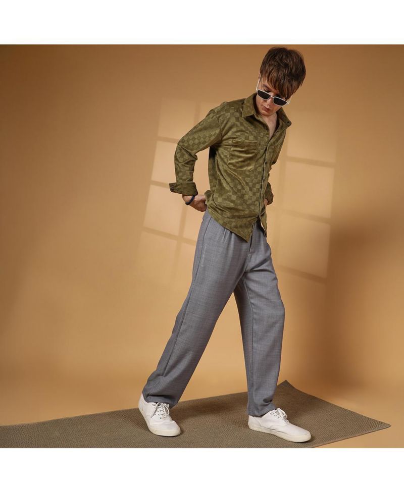 Men's Moon Grey Pleated Relaxed Trousers