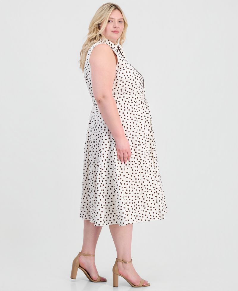 Plus Size Godet Sleeveless Midi Shirt Dress