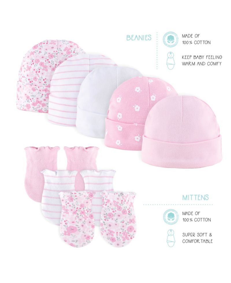 Baby Girls Newborn Layette Gift Set for Girls, Shower Gift Essentials, Pink, White