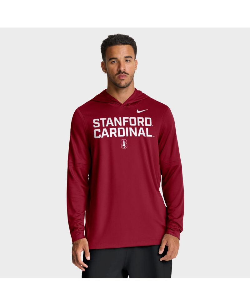 Men's Cardinal Stanford Cardinal 2025 Sideline Dri-FIT Long Sleeve Hoodie T-Shirt