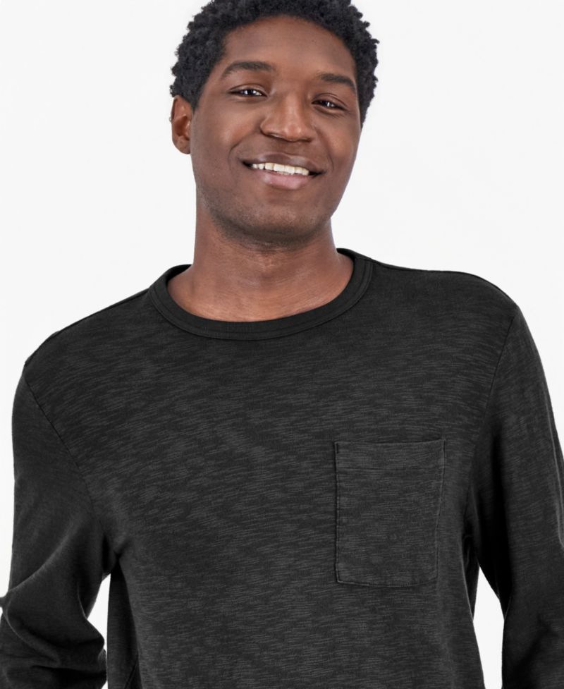 Men's Slub-Knit Long-Sleeve Pocket T-Shirt