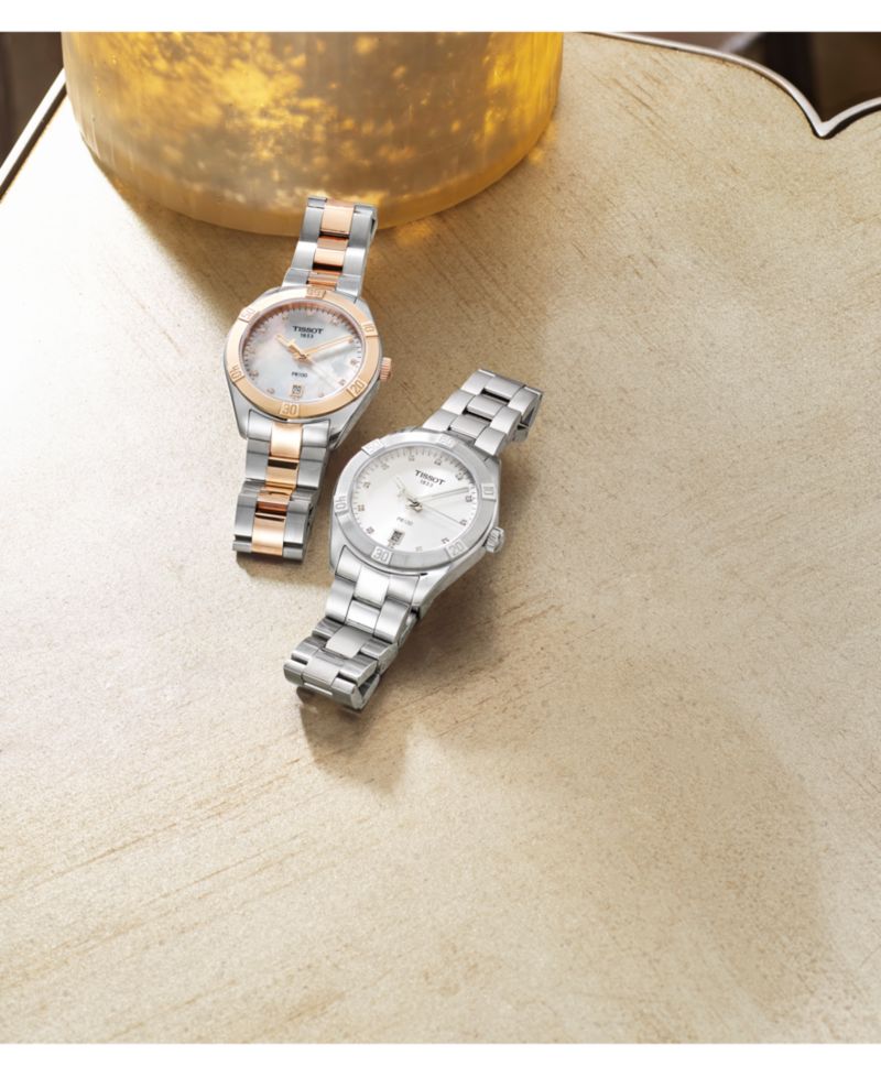 Women's Swiss PR 100 Sport Chic T-Classic Diamond-Accent Two-Tone Stainless Steel Bracelet Watch 36mm