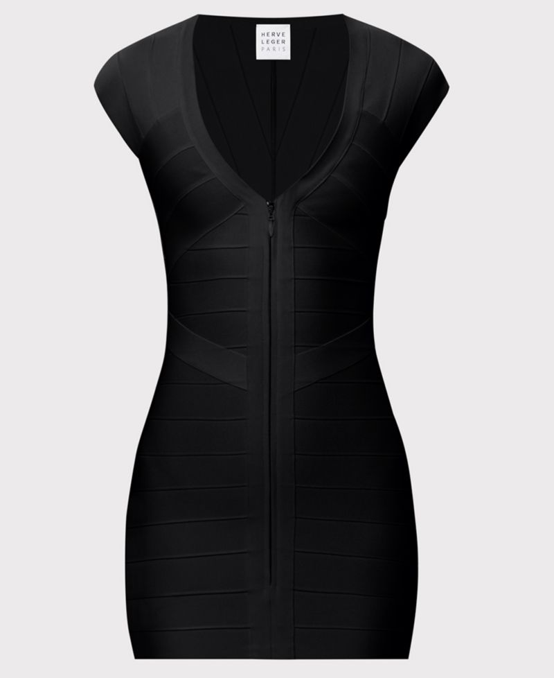 Women's V-Neck Zip-Front Mini Dress