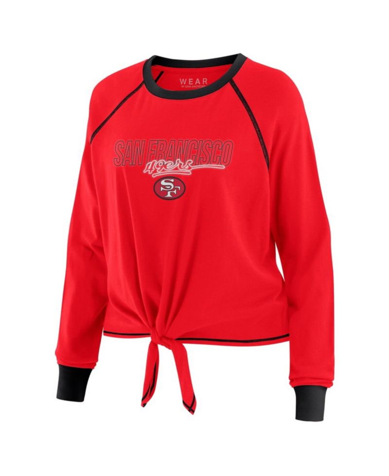 Women's Scarlet San Francisco 49ers Tie-Front Long Sleeve T-Shirt