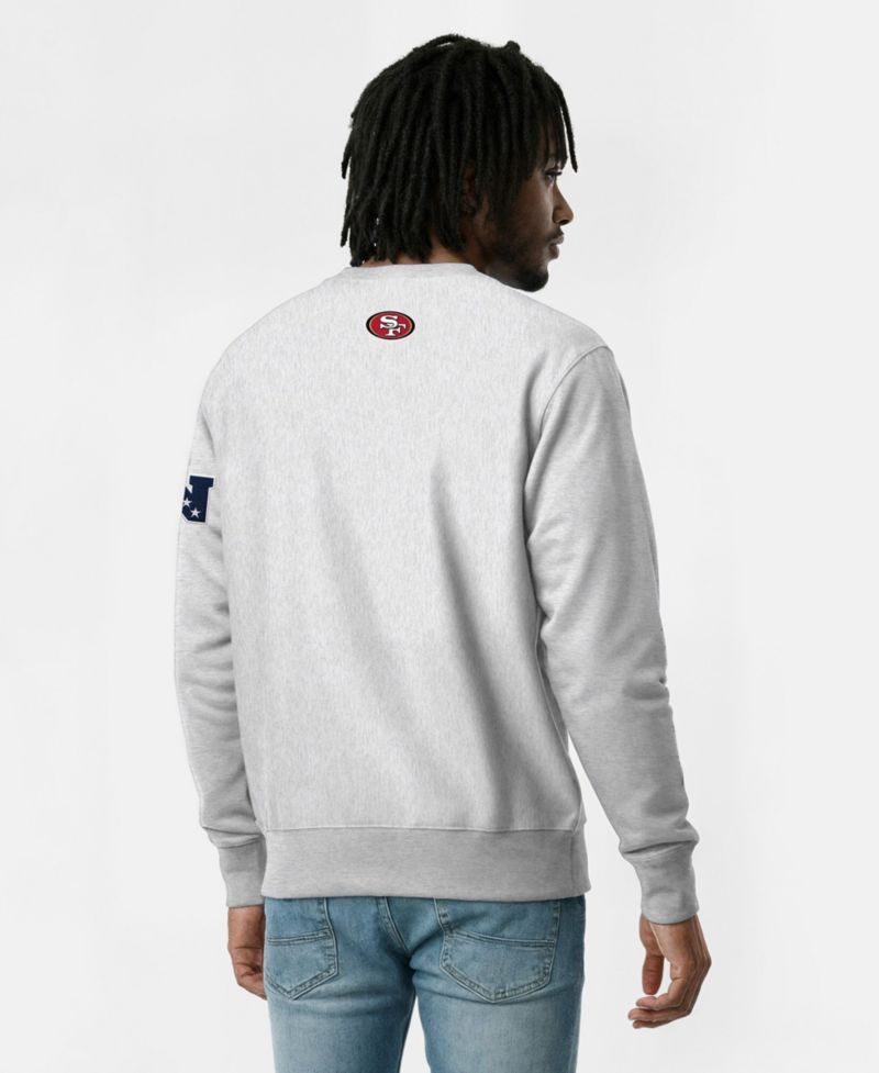 Men's Silver San Francisco 49ers Disney X Champion Reverse Weave Fleece Crewneck Sweatshirt