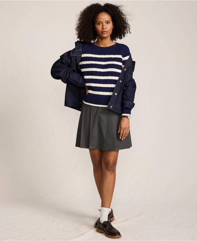 Women's Petite Drifter Modern Cable Crew Sweater