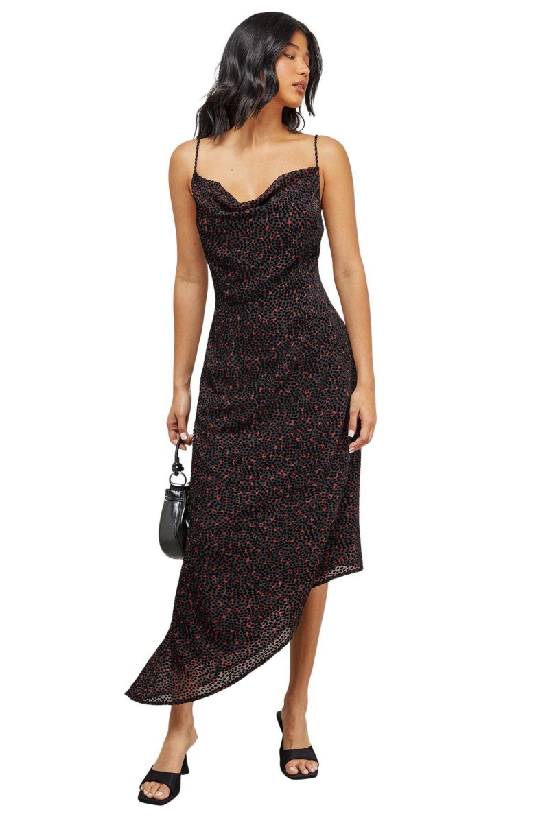 Women's Spot Devore Cowl Neck Maxi Dress.