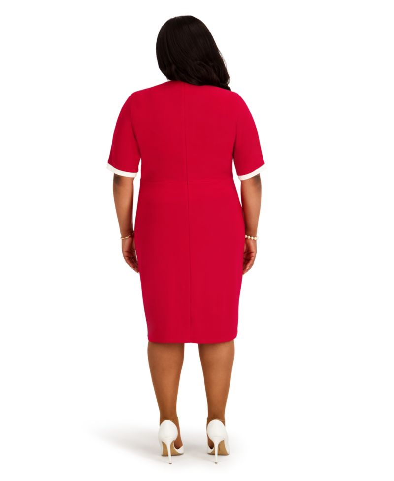 Women's V-Neck City Wrap Knee Length Dress, Regular and Plus Size